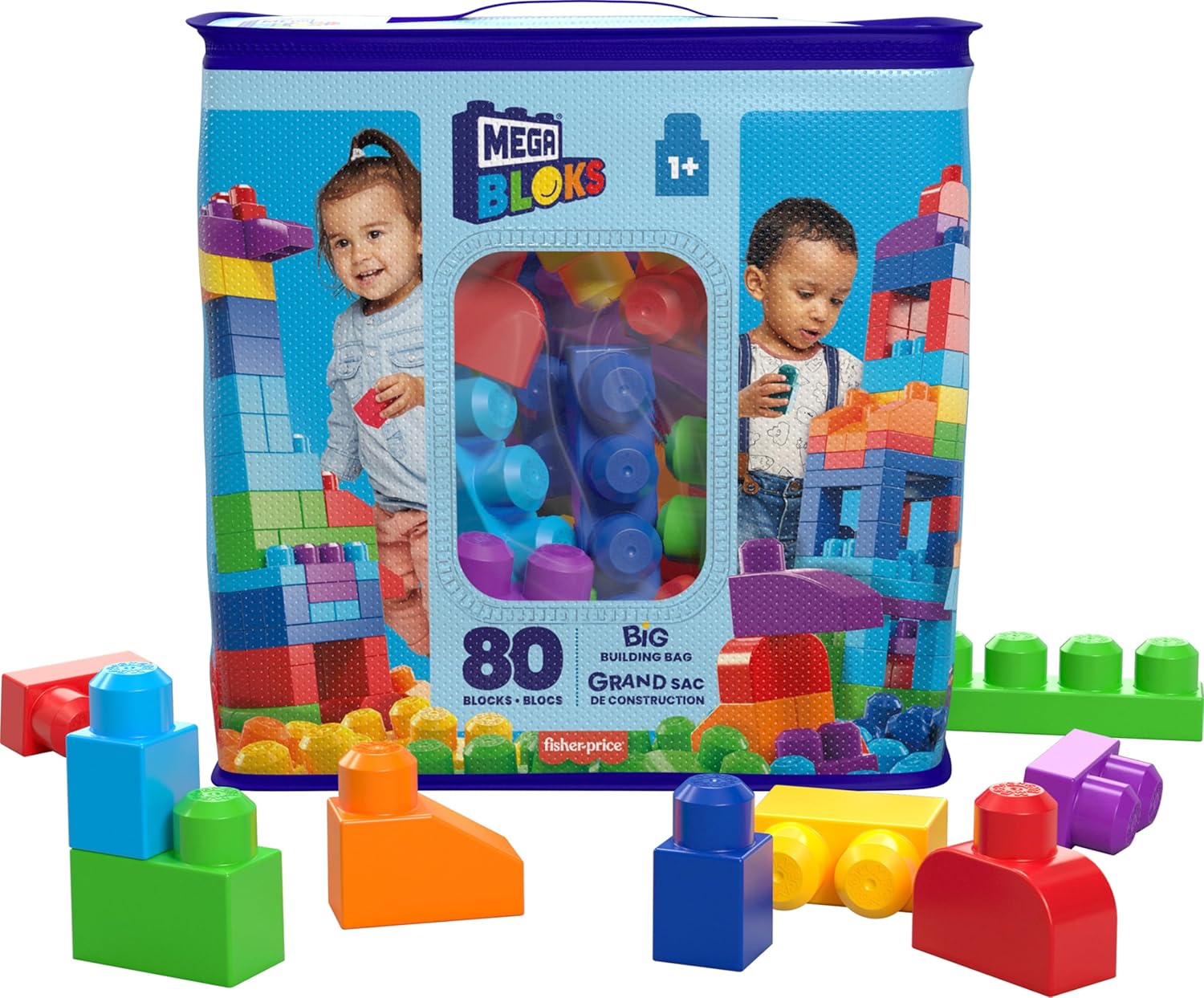 ميجا بلوكس حقيبة تركيب 80 قطعة المكعبات الكبيرة MEGA BLOKS