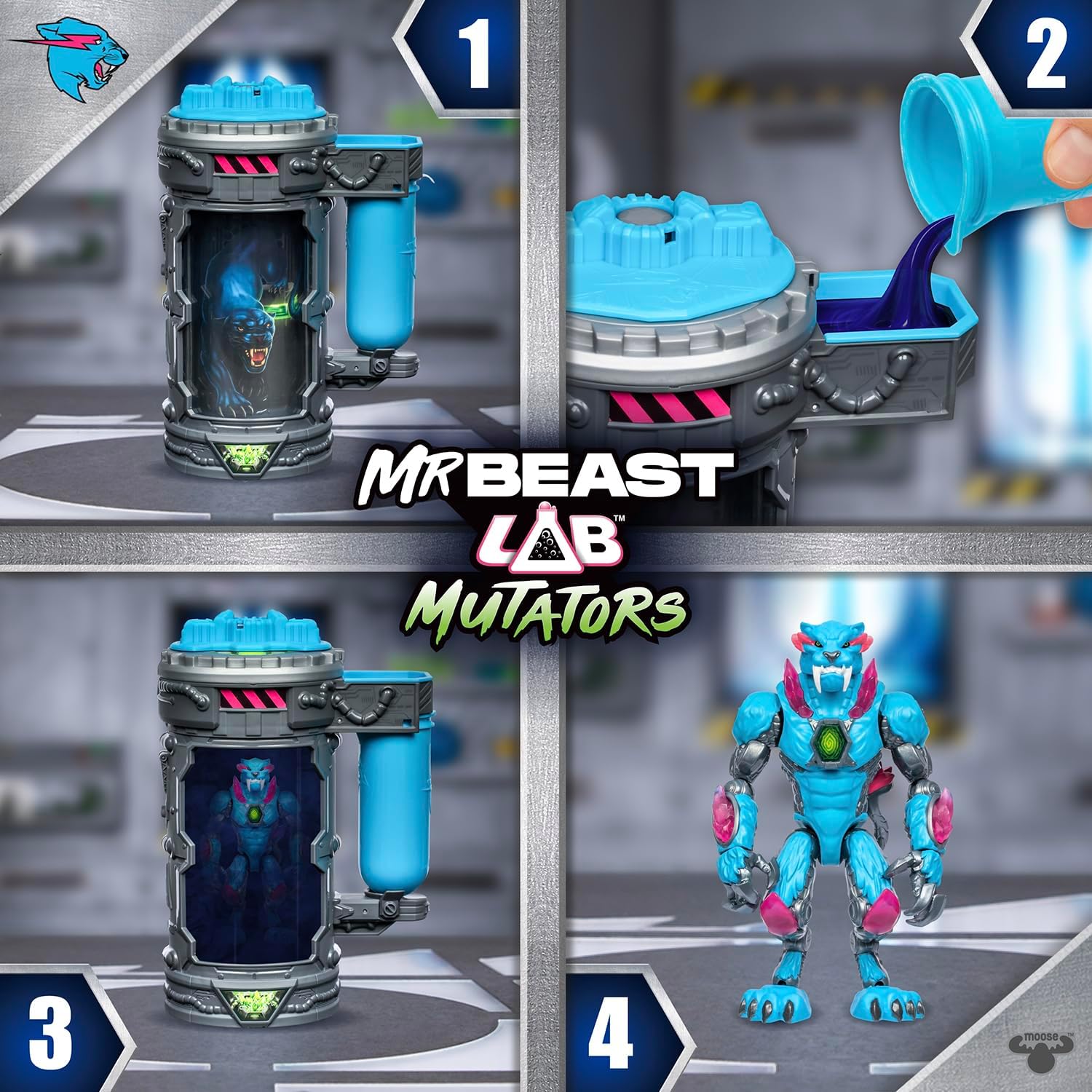 مستر بيست لاب غرفة الطفرات النمر الأيقوني مجسمات الحيوانات MrBeast Lab