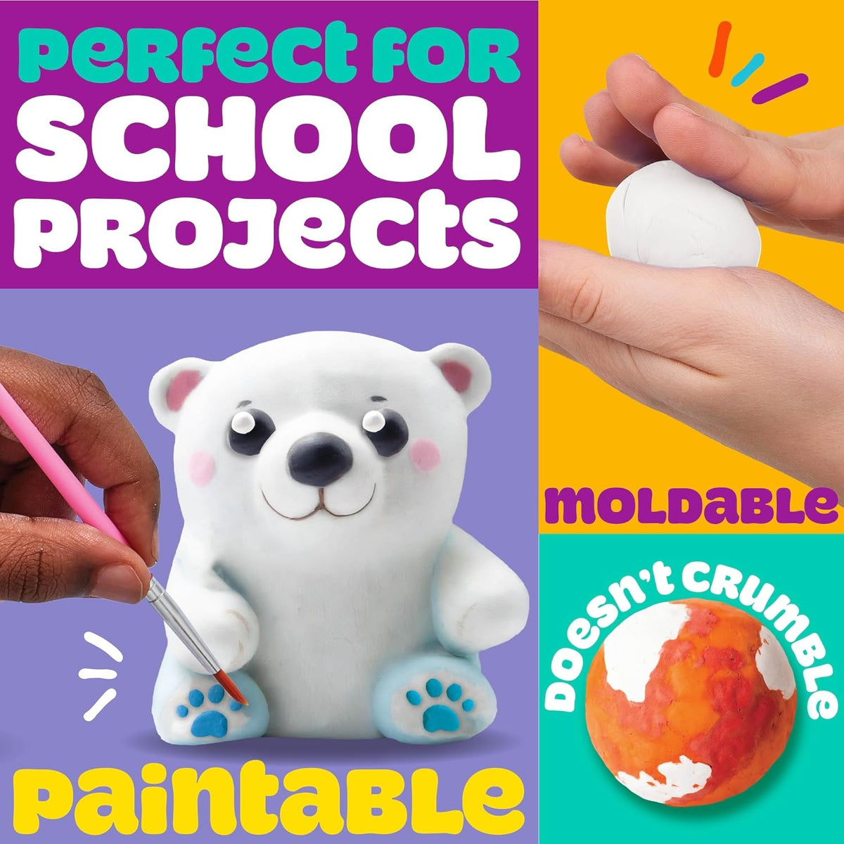 بلاي دوه صلصال سريع الجفاف لون أبيض الصلصال والمعجون Play-Doh