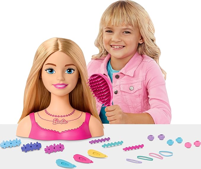 باربي رأس دمية تصفيف الشعر أشقر دمية مع اكسسوارات Barbie