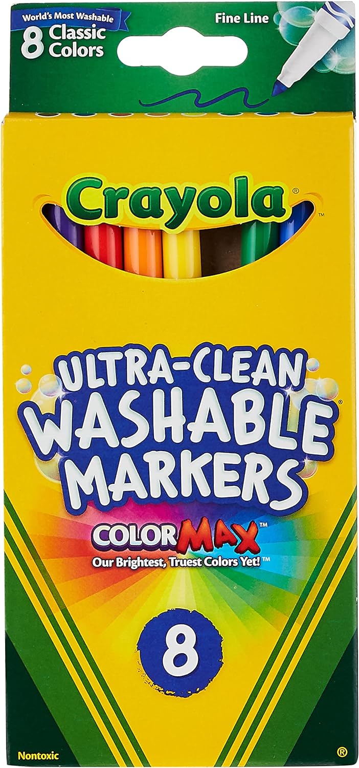 كرايولا قلام ماركر قابلة للغسل من الترا كلين 8 قطع رسم و تلوين Crayola