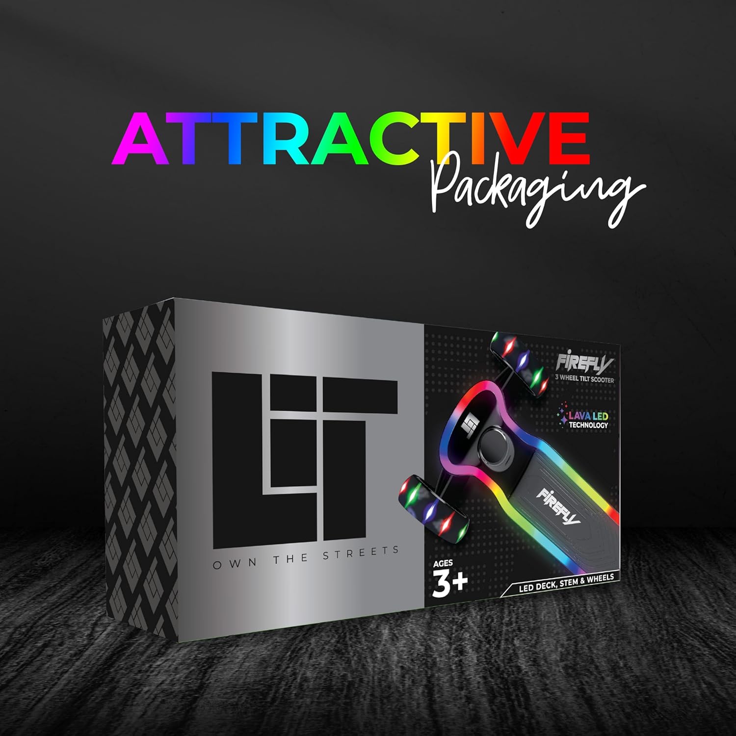 ال اي تي سكوتر فايرفلاي اسود 3 عجلات سكوتر 3 عجلات LiT