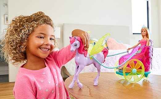 باربي دمية اميرة دريم توبيا الشقراء 30سم مع حصان وعربة دمية مع اكسسوارات Barbie