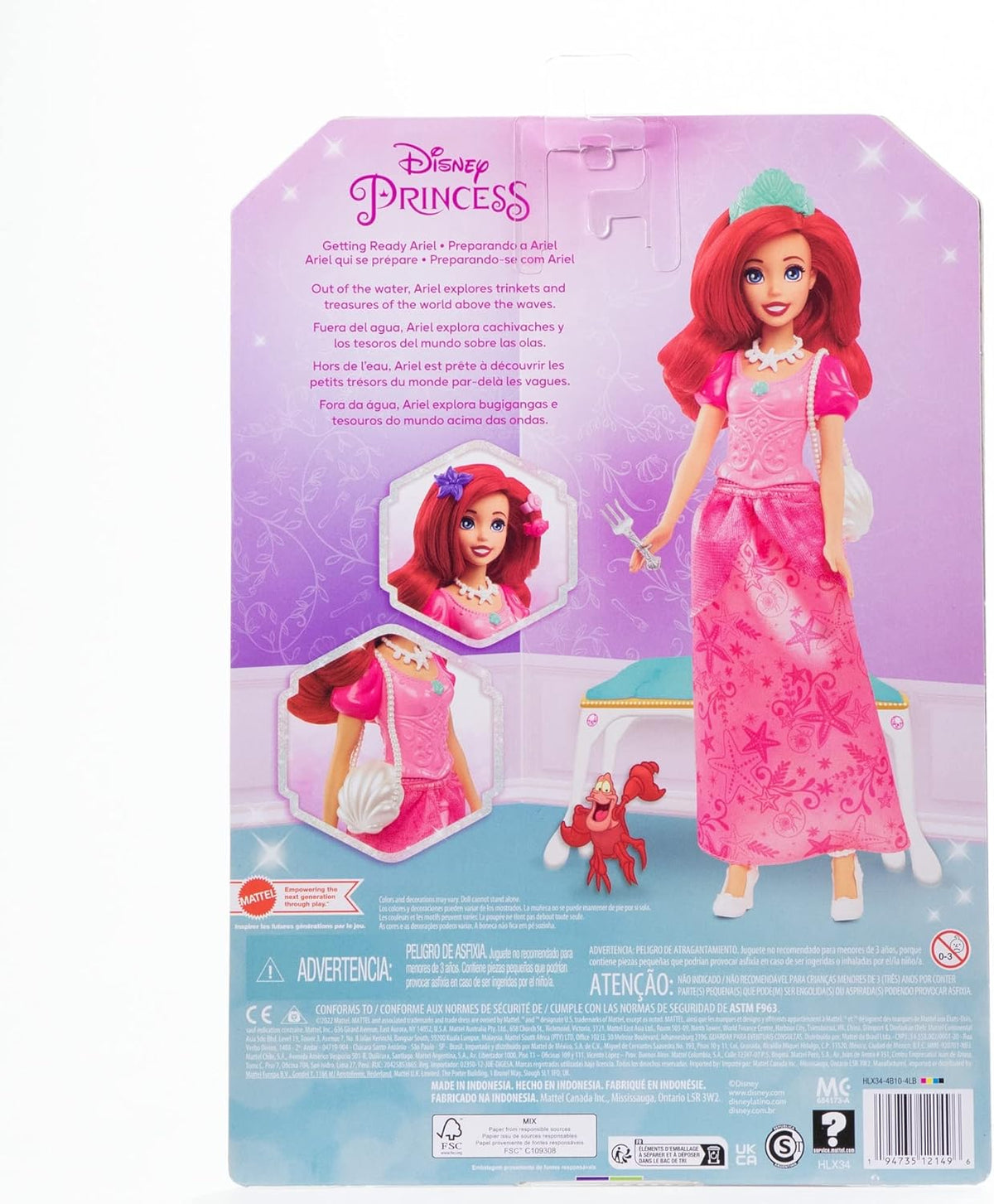 ديزني برينسس دمية ألاميرة اريال دمية مع اكسسوارات Disney