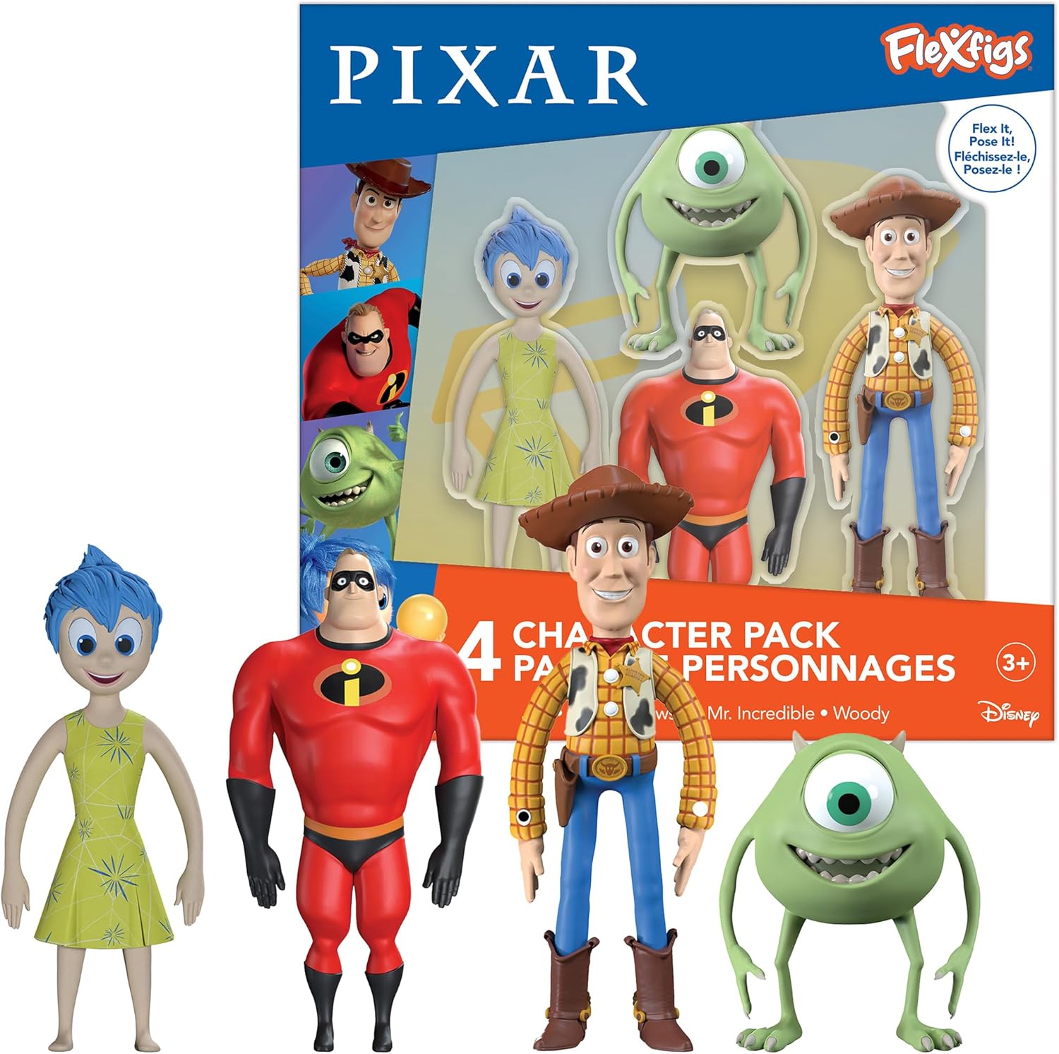 فليكس فيجز مجسم بيكسار 4 قطع مجسمات الشخصيات Flexfigs