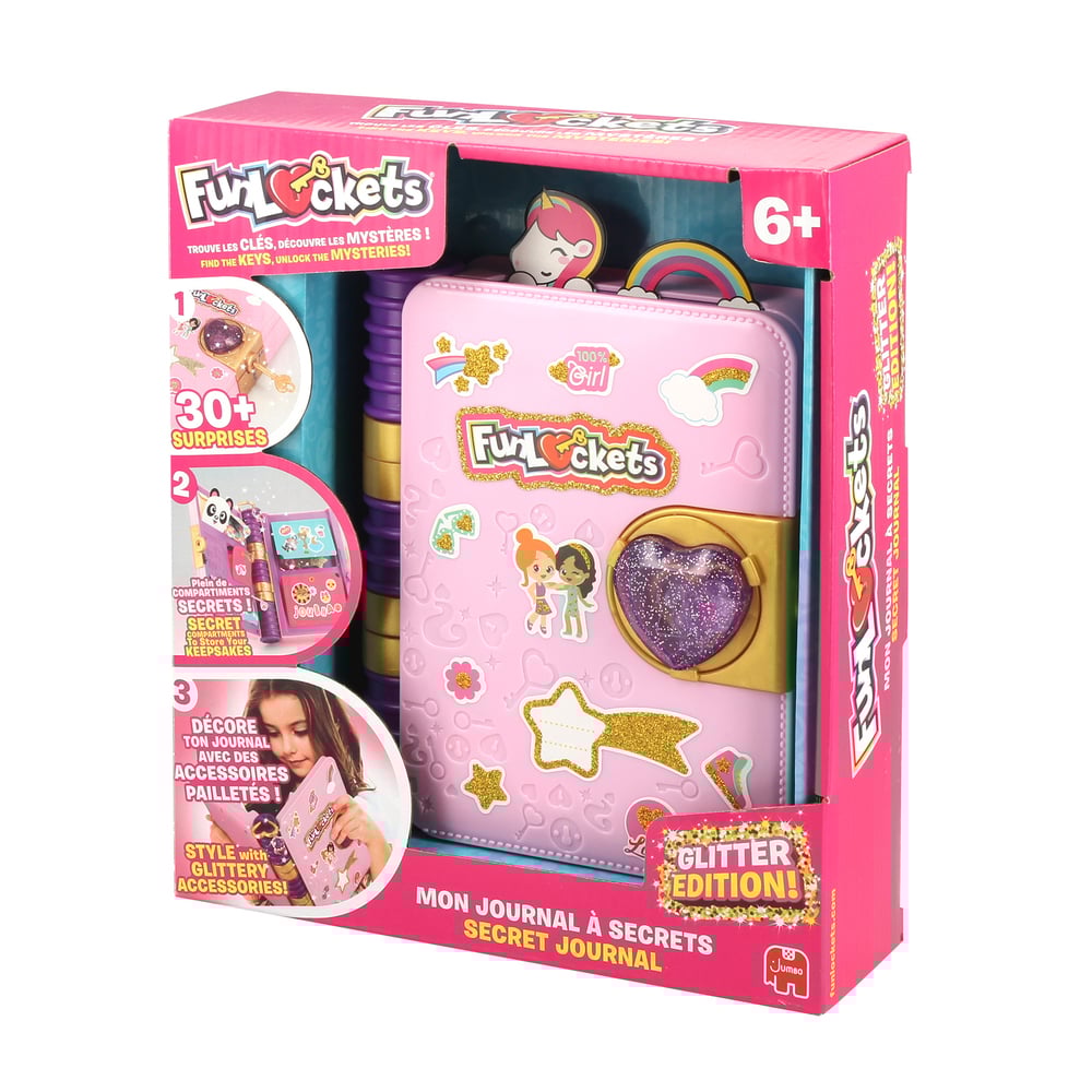 فان لوكيتس مذكرات سرية باللون الوردي اللامع رسم و تلوين FUNLOCKETS