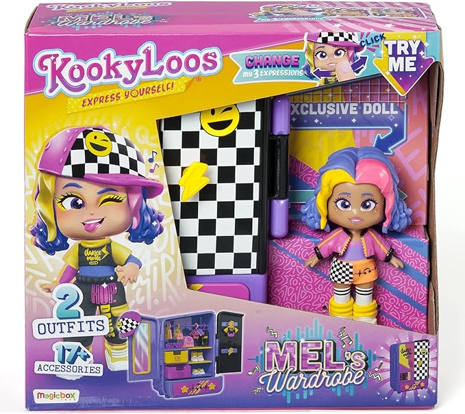 كوكيلووس دمية خزانة ملابس ميلز 1×4 دمية مع اكسسوارات KookyLoos