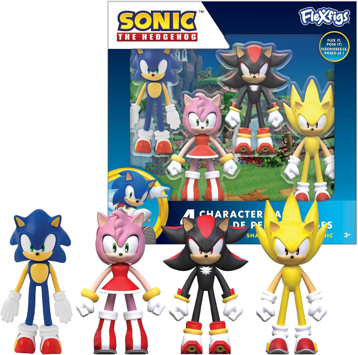 فليكس فيجز مجسم سونيك 4 قطع اشكال متنوعة مجسمات الشخصيات Flexfigs