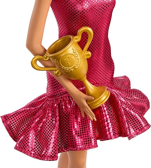 باربي دمية مع فستان مكشكش احمر دمية مع اكسسوارات Barbie