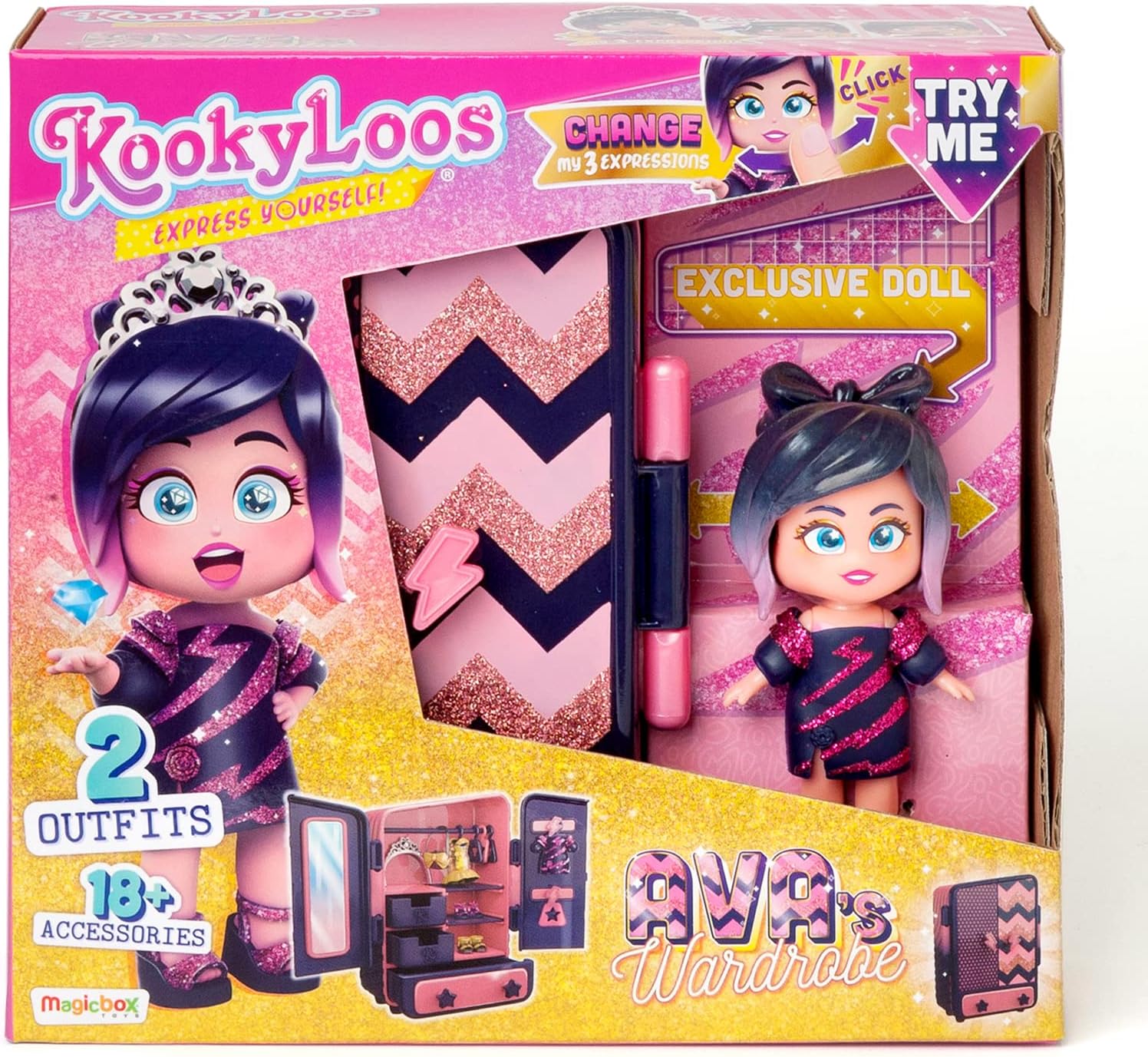 كوكيلووس خزانة ملابس باكثر من 18 قطعة اكسسوار عصرية دمية مع اكسسوارات KookyLoos