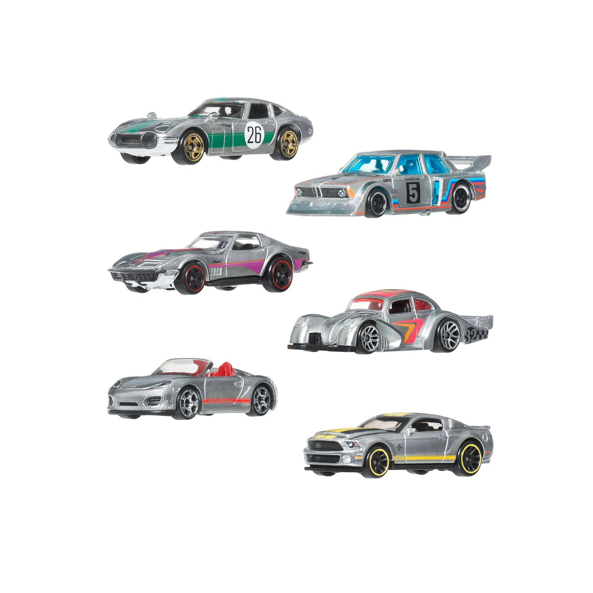 هوت ويلز مجموعة زاماك المكونة من 6 سيارات العاب البطاقات HotWheels