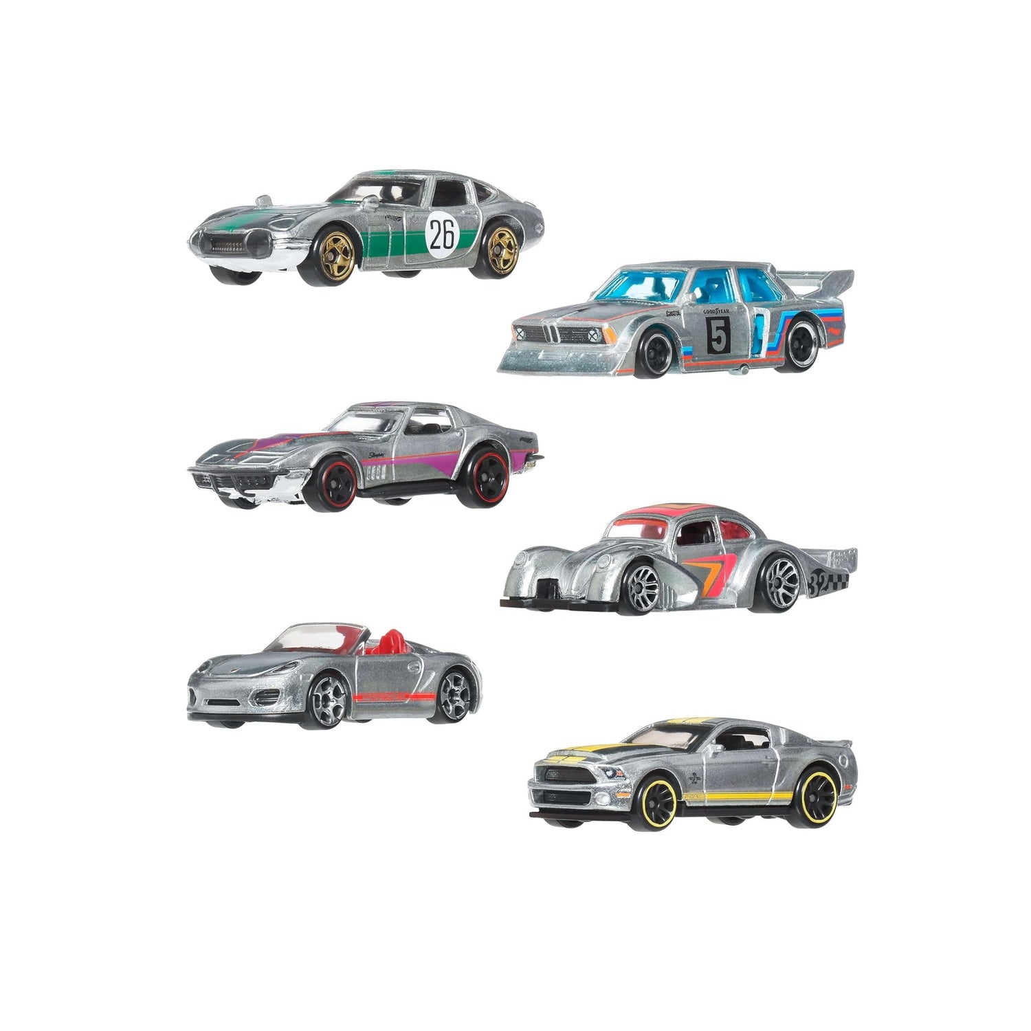 هوت ويلز مجموعة زاماك المكونة من 6 سيارات العاب البطاقات HotWheels