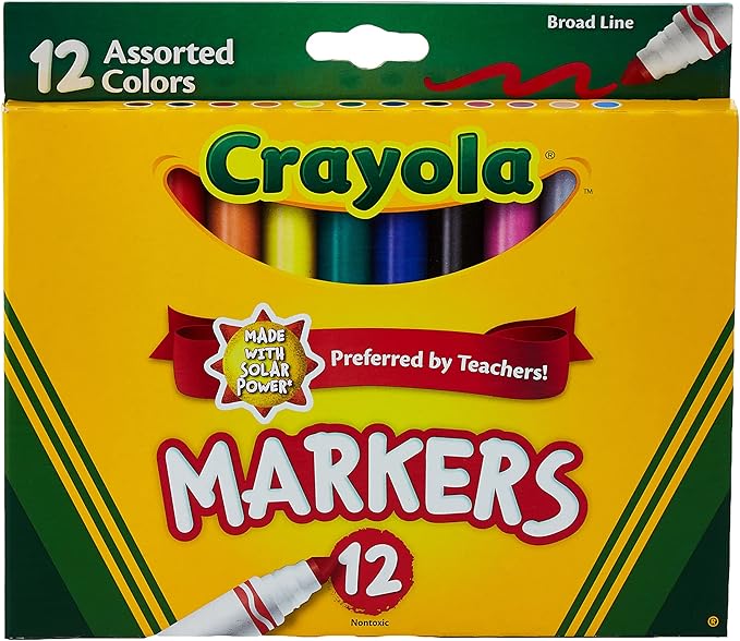 كرايولا أقلام تحديد بخطوط عريضة 12 قطعة رسم و تلوين Crayola