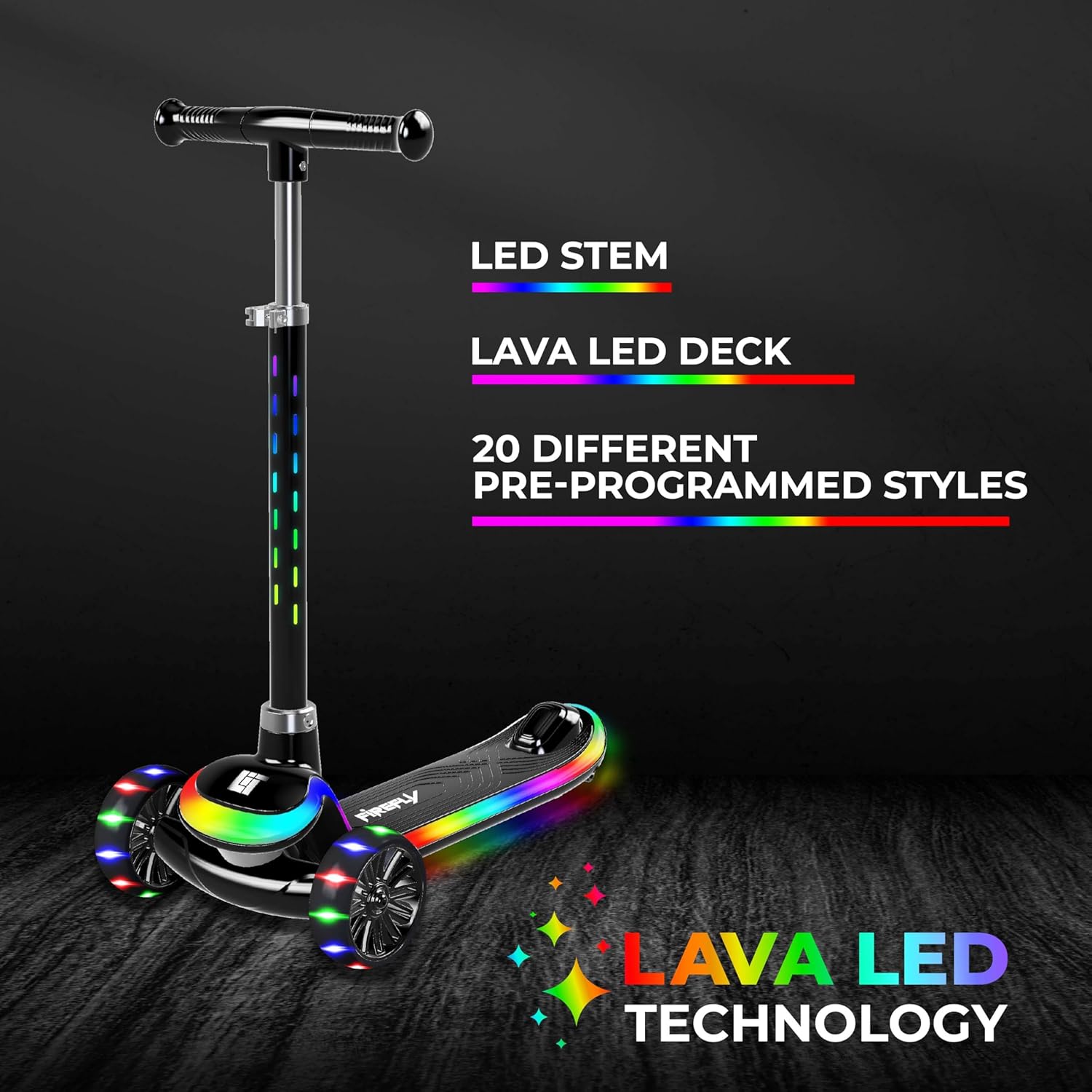 ال اي تي سكوتر فايرفلاي اسود 3 عجلات سكوتر 3 عجلات LiT