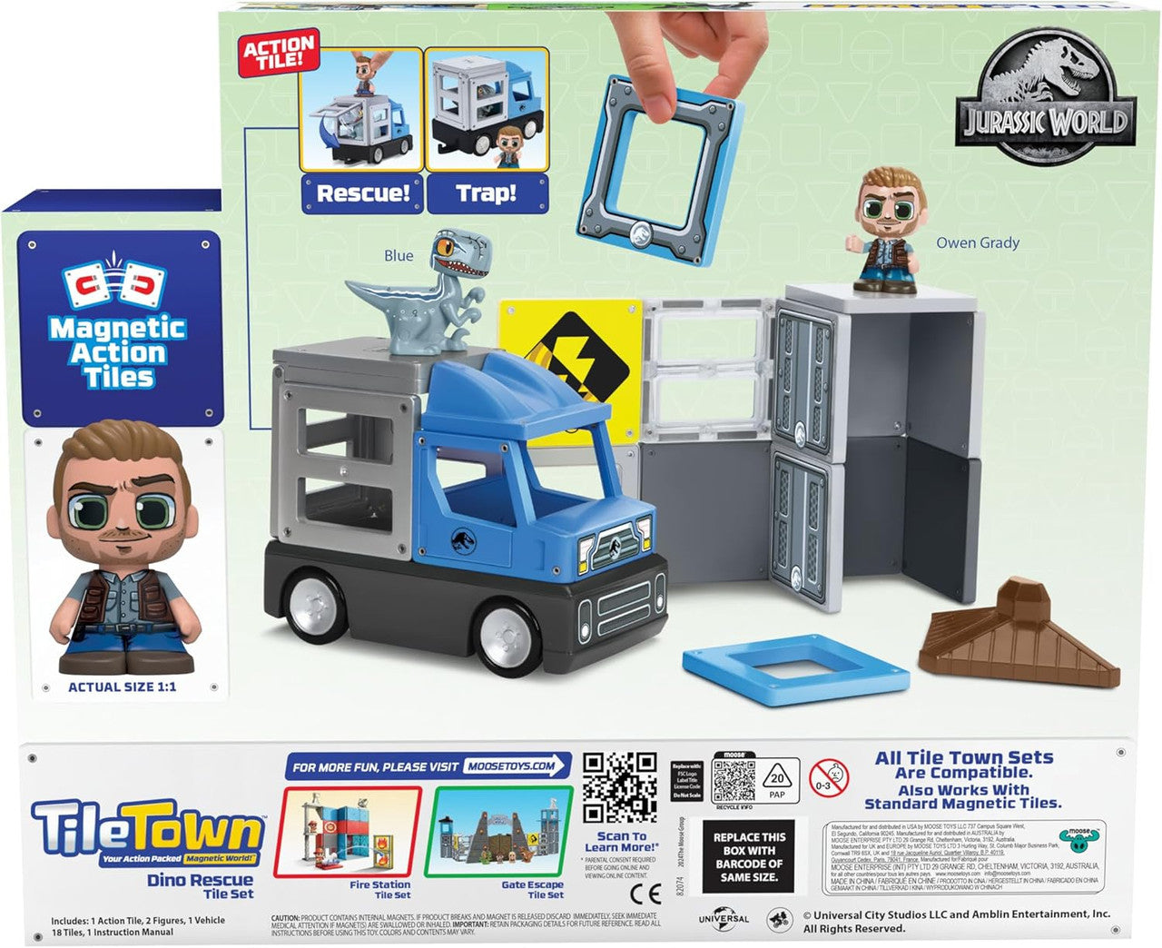 تايل تاون مكعبات مناظير ديناصور جوراسيك وورلد مكعبات المغناطيس Tile Town