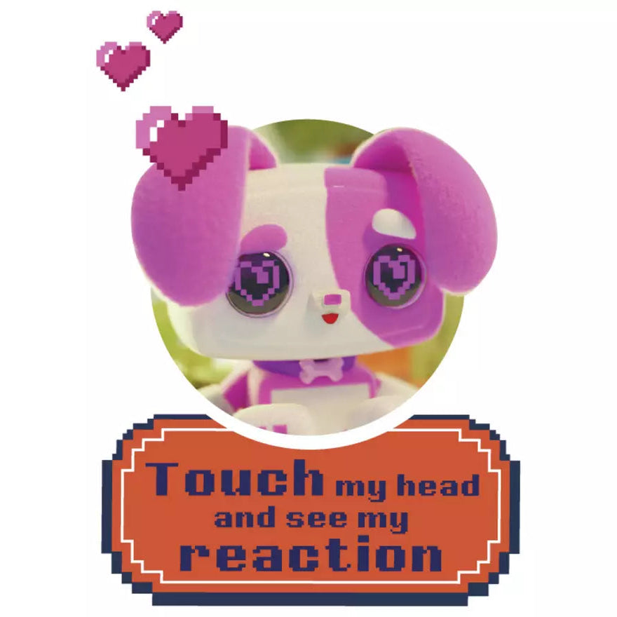 بيكسل هوجز دمية جرو العناق الإلكترونية وردي الالعاب القطنية Pixel Hugs