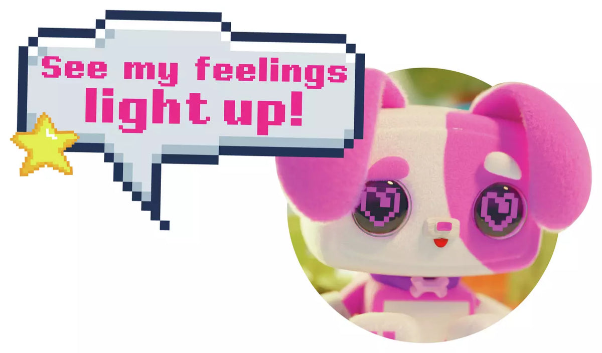 بيكسل هوجز دمية جرو العناق الإلكترونية وردي الالعاب القطنية Pixel Hugs