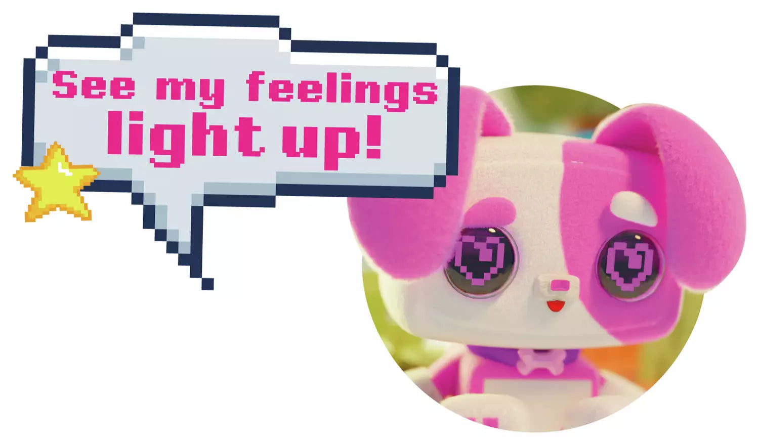 بيكسل هوجز دمية جرو العناق الإلكترونية وردي الالعاب القطنية Pixel Hugs