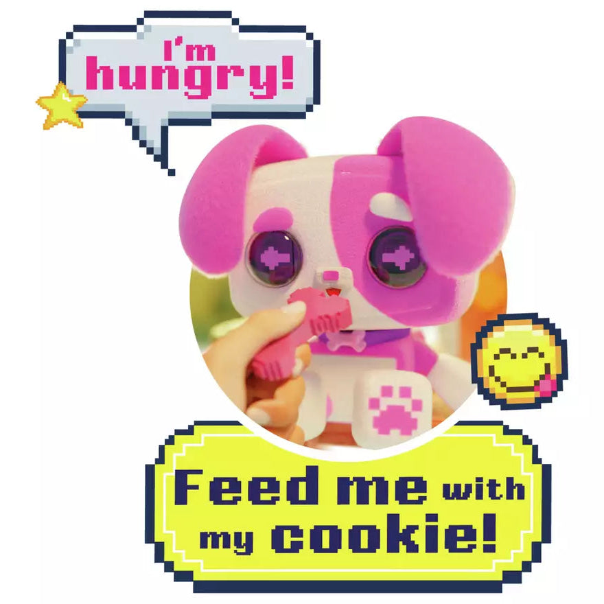 بيكسل هوجز دمية جرو العناق الإلكترونية وردي الالعاب القطنية Pixel Hugs