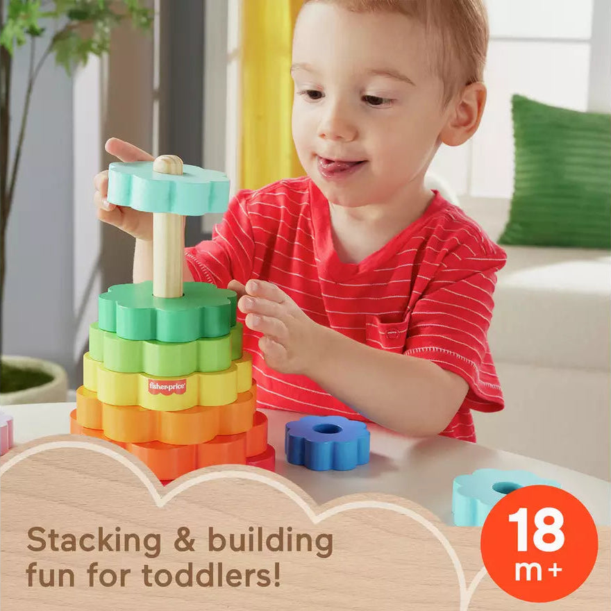 فيشر برايس لعبة تكديس الحلقات الخشبية مواليد تفاعلي Fisher-Price