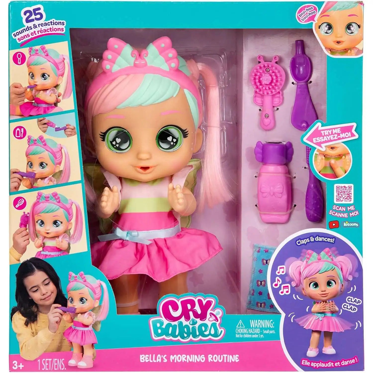 كراي بيبيز دمية بيلا التفاعلية دمية مع اكسسوارات CRY Babies