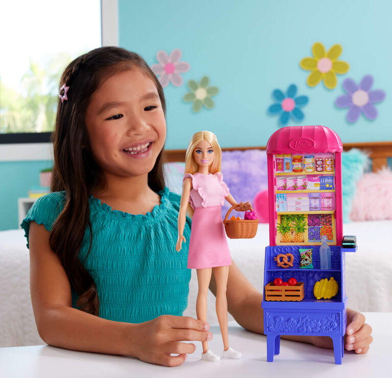 باربي دمية ماليبو مع كشك السوق دمية مع اكسسوارات Barbie