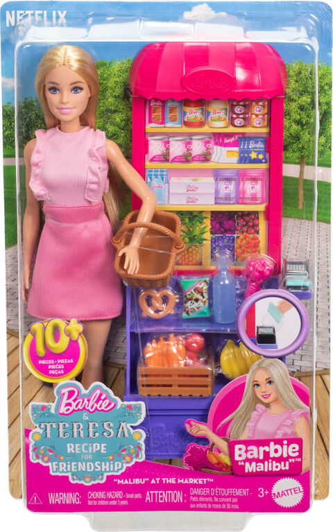 باربي دمية ماليبو مع كشك السوق دمية مع اكسسوارات Barbie