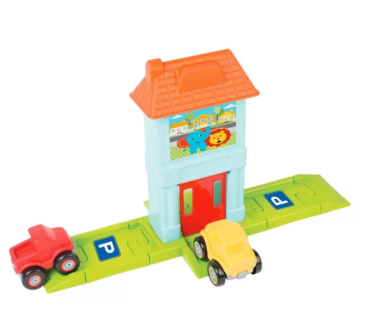 فيشر برايس طقم مواقف السيارات مع سيارتين مركبات مع مسار Fisher-Price