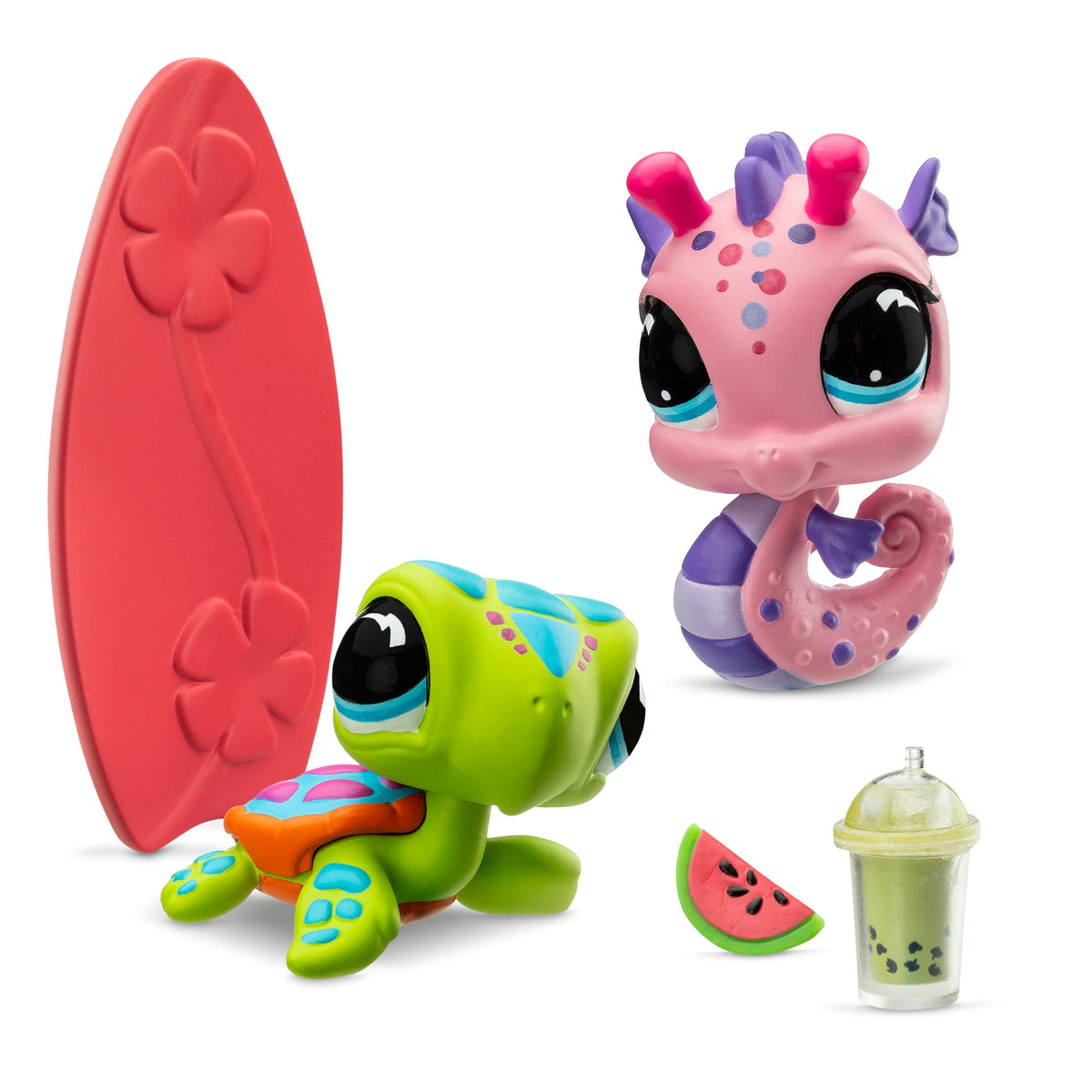 ليتلست بت شوب مجسم فرس البحر والسلحفاة مجسمات الحيوانات Littlest Pet Shop