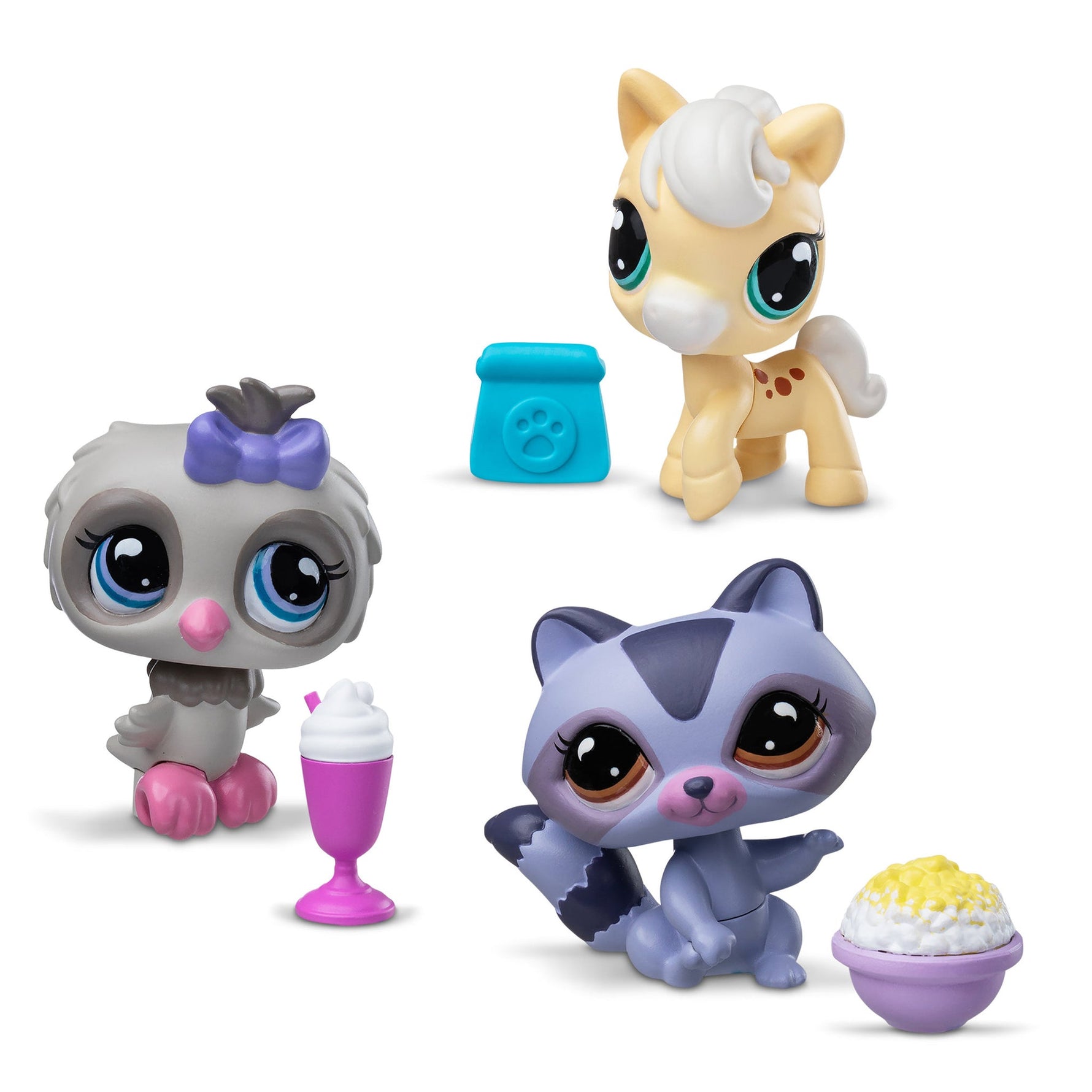 ليتلست بيت شوب مجموعة وجبات خفيفة الثلاثية مجسمات الحيوانات Littlest Pet Shop