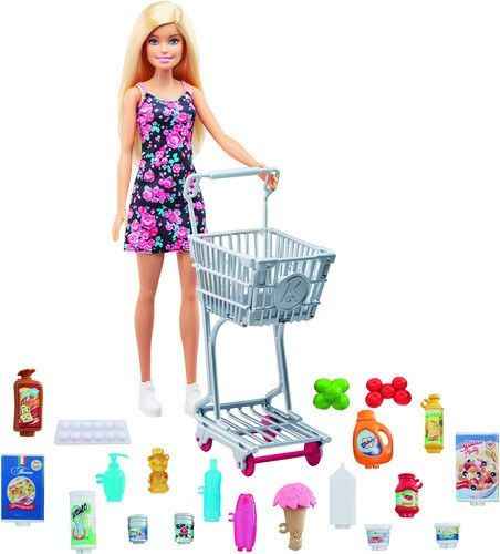 باربي دمية وسوبر ماركت مع عربة تسوق و20 قطعة دمية مع اكسسوارات Barbie