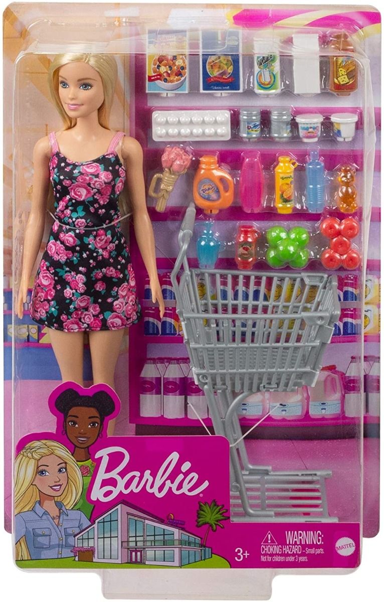 باربي دمية وسوبر ماركت مع عربة تسوق و20 قطعة دمية مع اكسسوارات Barbie