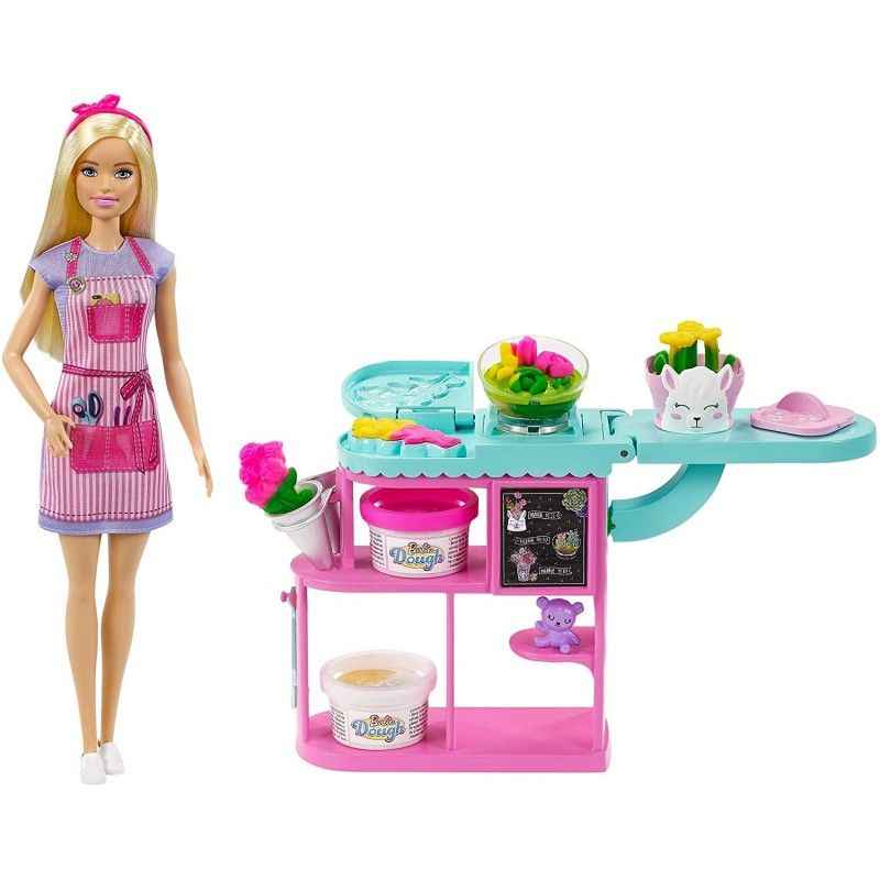باربي دمية منسقة الزهور وعجينة ومزهرية دمية مع اكسسوارات Barbie