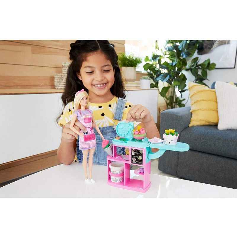 باربي دمية منسقة الزهور وعجينة ومزهرية دمية مع اكسسوارات Barbie