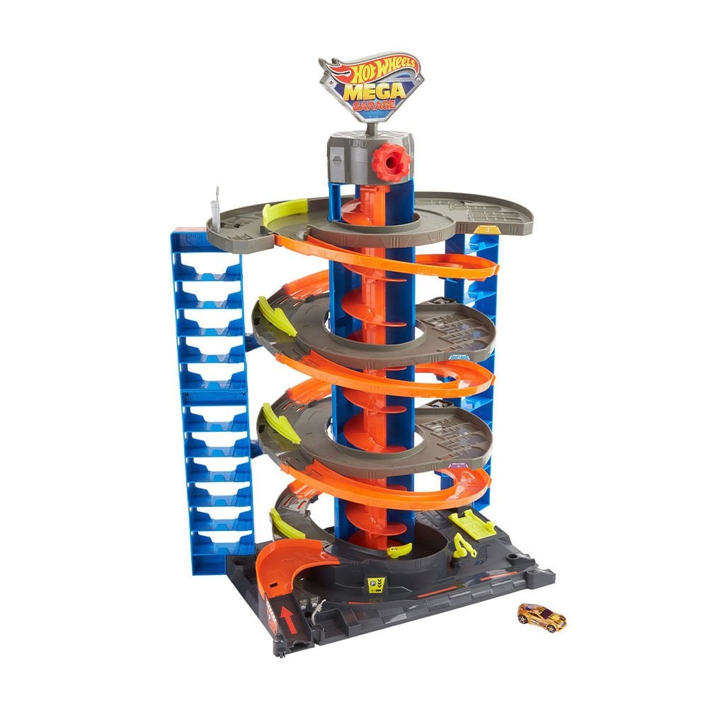 هوت ويلز العاب سيتي ميجا جراج مع مصعد حلزوني سيارات داي كاست HotWheels