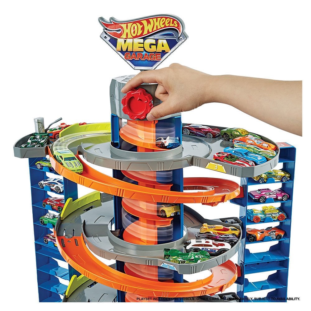 هوت ويلز العاب سيتي ميجا جراج مع مصعد حلزوني سيارات داي كاست HotWheels