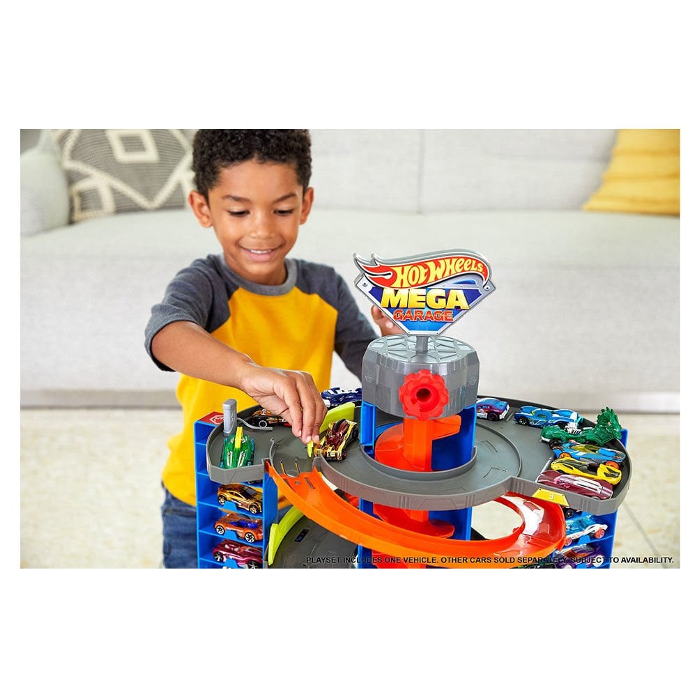 هوت ويلز العاب سيتي ميجا جراج مع مصعد حلزوني سيارات داي كاست HotWheels