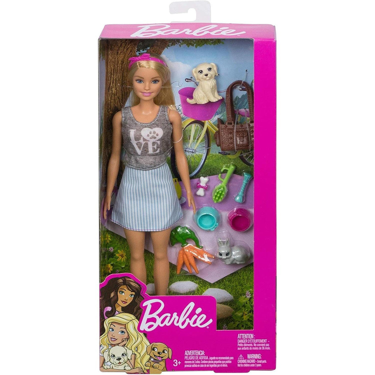 باربي دمية الحيوانات الأليفة مع جرو وارنب دمية مع اكسسوارات Barbie