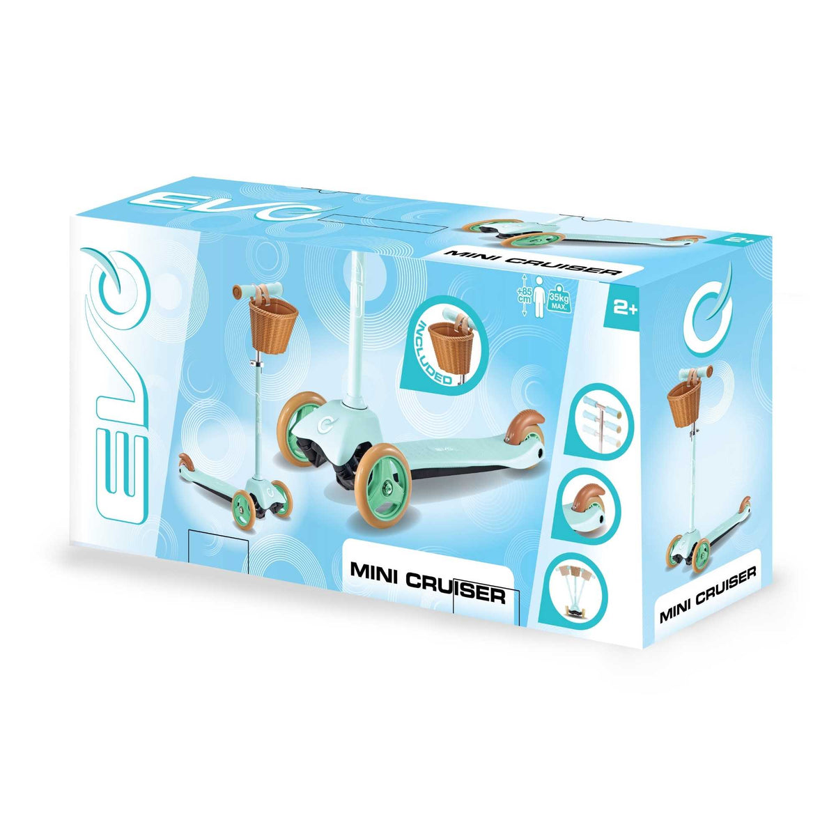 ايفو سكوتر ميني كروزر 3 عجلات مع سلة اخضر سكوتر 3 عجلات EVO