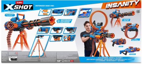 اكس شوت مسدس إيج فاير جاتلينج المزود بمحرك من الجنون مع حامل ثلاثي القوائم مسدسات مطاطية Zuru