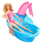 باربي دمية وحمام سباحة بشعر أشقر دمية مع اكسسوارات Barbie