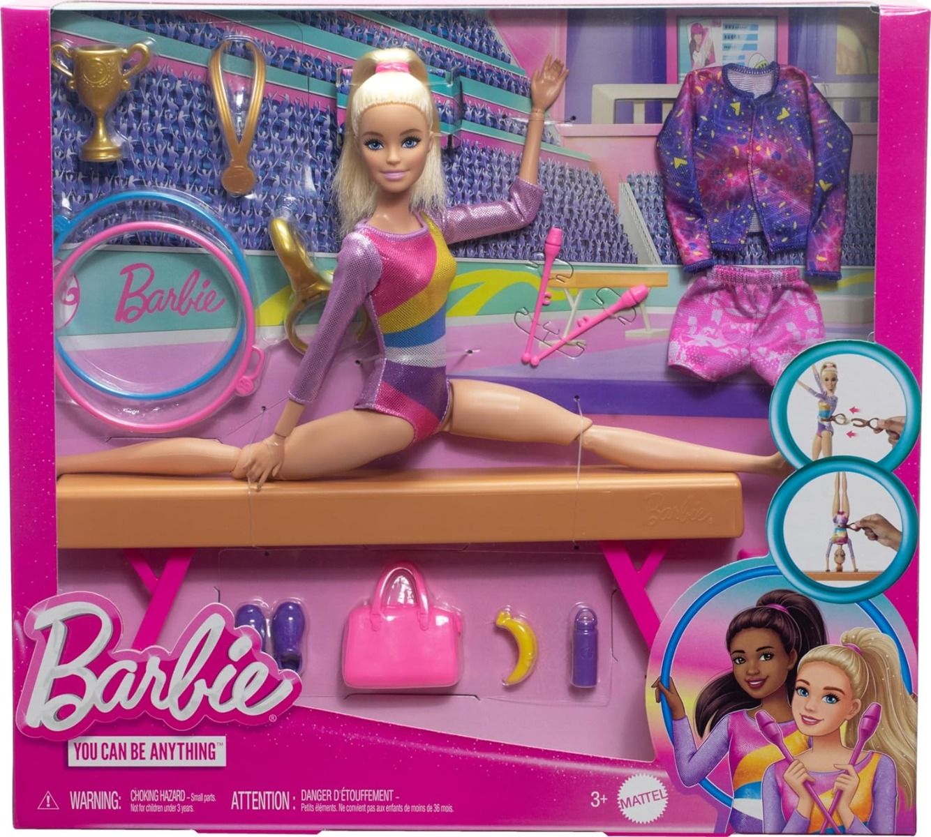 باربي لعب الجمباز مع دمية شقراء دمية مع اكسسوارات Barbie