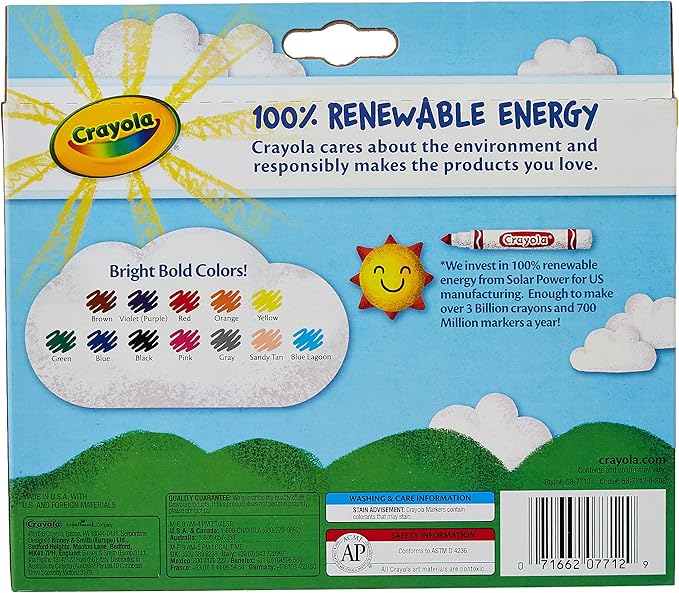 كرايولا أقلام تحديد بخطوط عريضة 12 قطعة رسم و تلوين Crayola