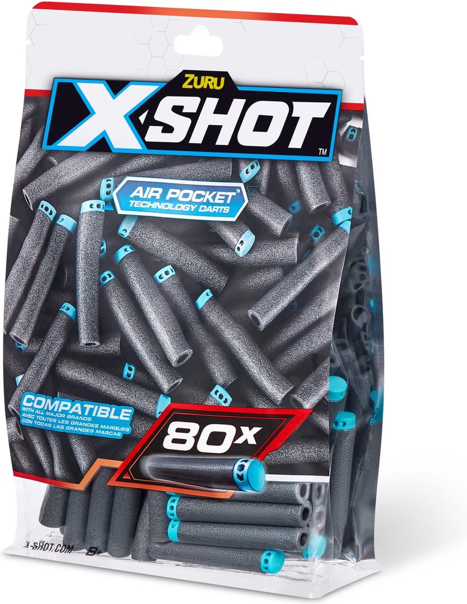 إكس شوت سهام إكسل القابلة لإعادة التعبئة 80 قطعة مسدسات مطاطية Zuru