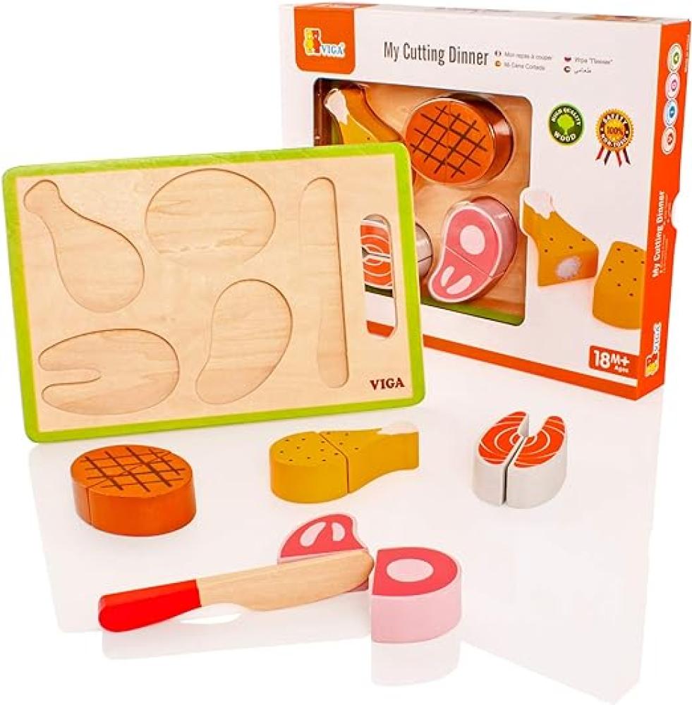 فيجا لعبة تقطيع العشاء الخشبية 6 قطع ألعاب المطابخ VIGA