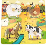 فيجا لعبة بزل بتصميم حيوانات مزرعة بمقبض 4 قطع العاب البزل VIGA