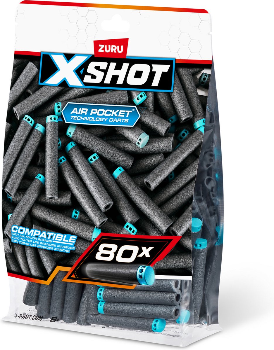 إكس شوت سهام إكسل القابلة لإعادة التعبئة 80 قطعة مسدسات مطاطية Zuru