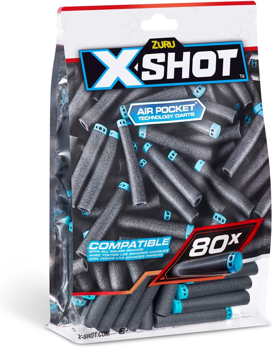 إكس شوت سهام إكسل القابلة لإعادة التعبئة 80 قطعة مسدسات مطاطية Zuru