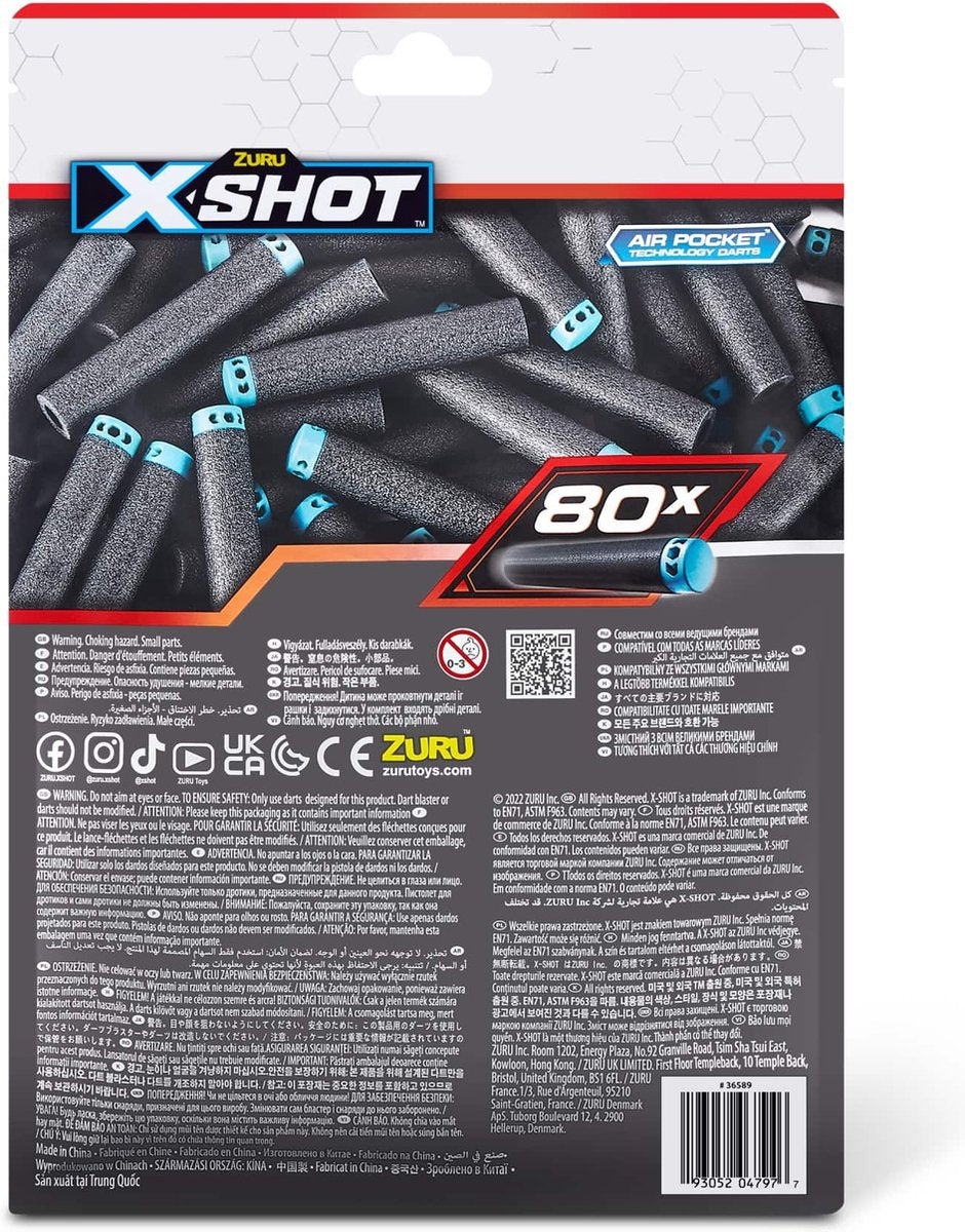 إكس شوت سهام إكسل القابلة لإعادة التعبئة 80 قطعة مسدسات مطاطية Zuru