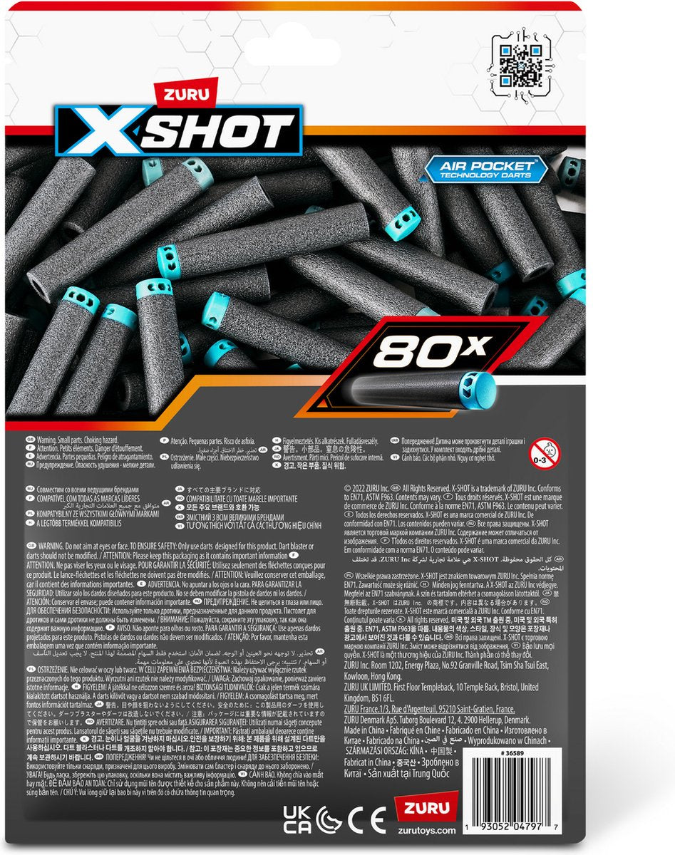 إكس شوت سهام إكسل القابلة لإعادة التعبئة 80 قطعة مسدسات مطاطية Zuru